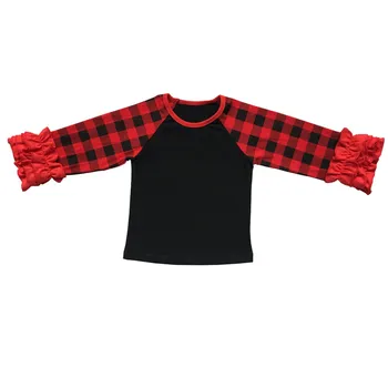 Naujas Kalėdų Buffalo Pledas Kūdikiui Mergaičių Ledo Pynimas T-shirt Širdies formos Spurgos Velykų Kiaušinių Monograma Ilgai-Raglan Rankovėmis Marškinėliai