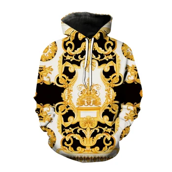 Naujas Mados Hoodies Baroko Stiliaus 3D Atspausdintas Megztiniai Vyrams, Moterims, Auksinis Derlius Negabaritinių Hoodie Hip-Hop Puloveris Unisex Paltai