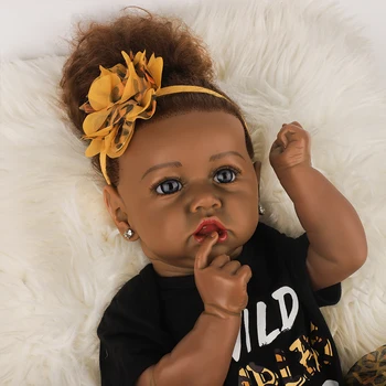 Naujas Reborn Baby Lėlės Minkštu Kūno Afrikos Amerikos Silikono Reborn Baby Lėlės Mergina Žaislai Vaikams