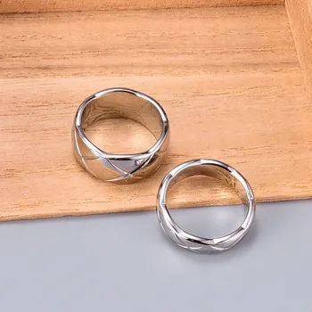 Naujas klasikinis platus ir siauras diamond kryžiaus grotelės žiedas moterų žiedas iš titano, plieno, paauksuotas rudens ir žiemos mados žiedas