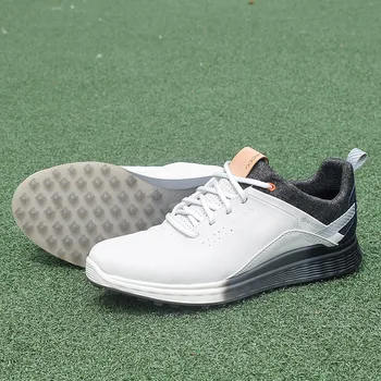 Naujas natūralios Odos Mens Golfo Batai Anti Slip Spikless Pėsčiomis Sportiniai Golfas Vyrų Baltos spalvos Vandeniui Golfo Footwears