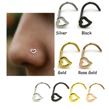 Naujas stilius žmogaus kūno auskarų vėrimo meilės nosies žiedą, nosies nagų internete didmeninė nerūdijančio plieno lenkti kampu S-formos mini nosies nagų