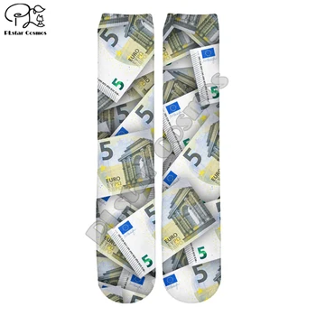 Naujausia 3D Atspausdintas dolerių kojinės pinigų juokingas mielas medvilnės vyrų ilgos kojinės unisex ponios harajuku atsitiktinis kojinės MON-009
