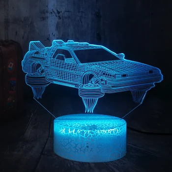 Naujovė Filmo Gerbėjai Suvenyrų Atgal Į Ateitį Automobilių 3D LED Lava Naktį Šviesos Miegamojo Puošimas Stalo Lempos Berniukai Vaikas Kalėdų Žaislas, lempa