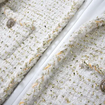 Naujų 2020 m. rudens žiemos Cothes moterų elegantiškas vilnos, tvido švarkas prekės kilimo ir tūpimo tako gold line grandines kišenės oficialų Tvido švarkai, Paltai