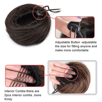 Netikrų Plaukų Bun Pratęsimo Įrašą Sintetinių Plaukų Uodega Spurgos Raišteliu Chignon Hairpiece Šukuosena, Plaukų Gabalas plaukai surišti į uodegą Moterų Q3