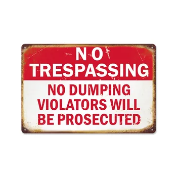 No Trespassing Pasirašyti Įspėjimas Metalo Pasirašyti Vaizdo Stebėjimo Pasirašyti 20X30CM Sienų Dekoras Kieme Pasirašyti Įrašo Metalo Ženklai