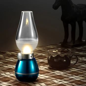 Nostalgija PASKATINO Tamsos Kontrolės Lempų, Žibalo, Pučia Kūrybos naktinė lempa Antikvariniai Žibalas LampTable Lempa LED Stalas Naktį Šviesos
