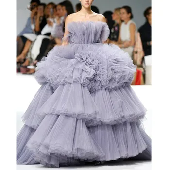 Nuostabi 2020 Naujas Prom Dresses Kamuolys Suknelė Pakopų Susiėmę Tiulio Violetinė Unikalus Vakarinę Suknelę Stebėjimo Įžymybių Konkurso Chalatai