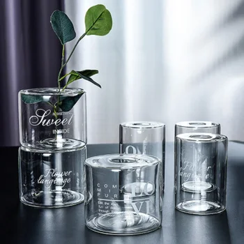 O. RoseLif New Nordic Kūrybos Skaidrus Laišką Stiklo Vaza Hydroponic Vaza Dekoracija Namuose Vestuvių Gėlių Butelis Baras