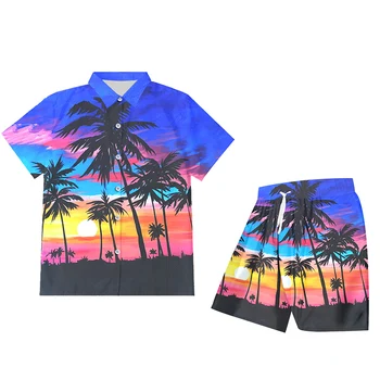 OGKB Vyrų Kostiumas Mados Atsitiktinis Naujas 2-ips Rinkiniai Vyras Marškinėliai Ir Šortai 3D Havajų Spausdinti Paplūdimio Quick Dry Top Havajų Vasaros Tracksuit
