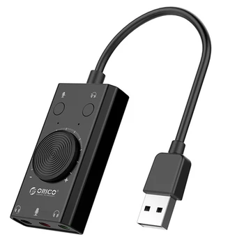 ORICO SC2 USB Garso Plokštę, Tomas Išorės Reguliuojamas 3 Uosto Mic Ausinės Garso plokštė Mikrofono Lizdas Adapteris, skirtas 