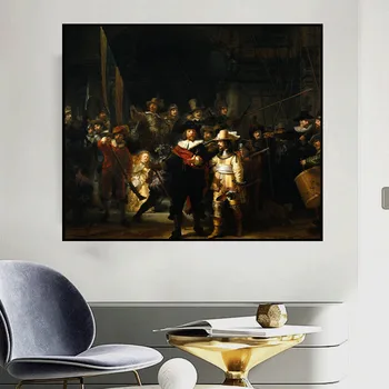 Olandų Tapytojo Rembrandto Naktį Žiūrėti Aliejus, Spausdinti, Spausdina Drobės Tapybos Menininko Namų Puošybai Tapybos Kambario Sienos