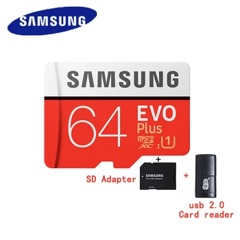 Originalus SAMSUNG Micro SD kortelė 64 GB u3 Atminties Kortelės EVO Plius 64GB Class10 TF Kortelę C10 80MB/S MICROSDXC UHS-1 Nemokamas Pristatymas