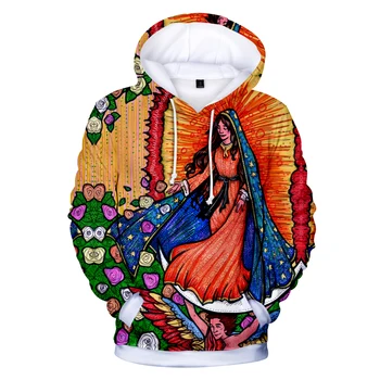 Our Lady of Guadalupe 3D Gobtuvu Kišenėje Gobtuvu Palaidinės Kietas Hoodies Puloveriai Vyrai Moterys ilgomis Rankovėmis Viršutiniai drabužiai Mados Hoodie
