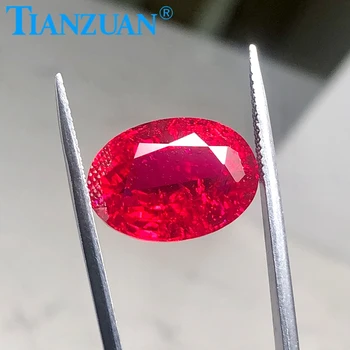 Ovalo formos tailandas supjaustyti Imituojanti natūralaus Balandžių kraujo raudona rubino akmuo su inculsions vs si aiškumo syntheti c prarasti akmens
