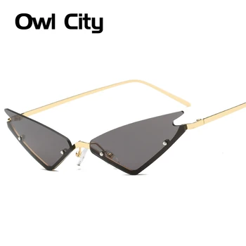 Owl City Cat Eye Akiniai Nuo Saulės Moterims Prabanga Moterų Saulės Akiniai Metaliniais Rėmais Veidrodis Ponios Atspalvių Tendencijos Akiniai