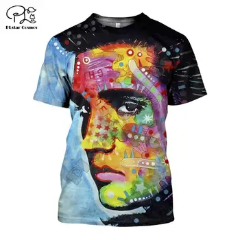 PLstar Kosmosas Elvis Presley Legendinis HipHop Karšto Žvaigždžių Dainininkė Streetwear 3DPrint Unisex Vasaros Atsitiktinis Trumpas Rankovės marškinėliai-A-1