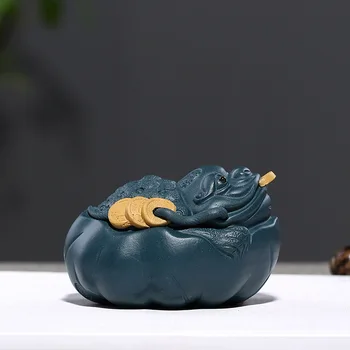 PRIJUOSTĖLĖ Yixing Raudonos Molio Lotus Lapų Auksas, Rupūžė Arbatos Pet Keramikos Arbatos Ceremonija, Papuošalai ZiSha 