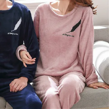Pajama Komplektai Moterų Žiemos Plius Aksomo Storesnis, Šiltas, Patogus Pora Sleepwear Mados Korėjos Stiliaus Laisvalaikio Namuose Minkštas Naujas Mielas
