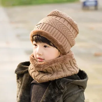 Paprastų tėvų vaikui 2vnt super šiltos Žiemos balaclava vilnos Beanies Megzti Skrybėlę ir skara, skirtas 3-12 metų mergaitė, berniukas skrybėlės
