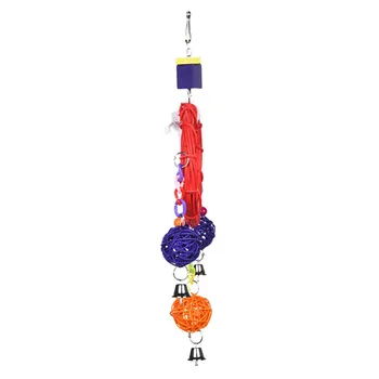 Papūga žaislas medinis rotango žaislas kabo paukštis bite laipioti narvelio bell spalvinga žiedas žaislas sūpynės priedai