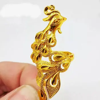 Phoenix Žiedas, Geltonos Aukso Užpildytas Kietas Vestuvių Moterų Žiedas Mados Juvelyrika Dovana Dydis Reguliuojamas