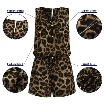 Plius Dydis Moterų'Summer Playsuits VONDA 2021 Rankovių Seksualus Leopardas Spausdinti Šortai Jumpsuit Pantalon Femme Atsitiktinis Šalies Rompers