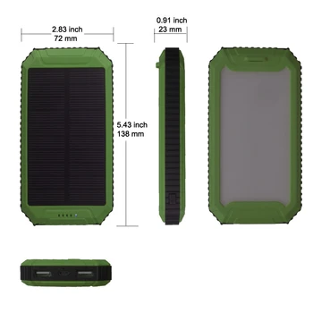 PowerGreen Li-polimero Baterijos Energijos Bankai 10000mAh LED Saulės Įkroviklis Išorės Mobiliojo Telefono Baterija, su Pultelio Dizainas