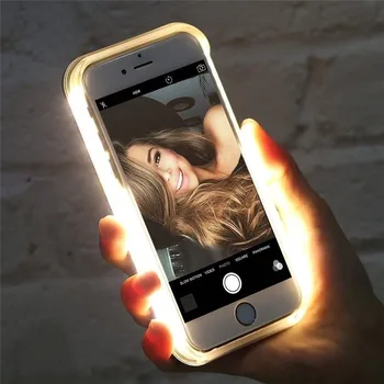 Prabangus LED Šviesos Iki Selfie atsparus smūgiams Atveju iPhone 11 11 Pro 7 8 Plius Šviesą selfie flash telefono dėklas Skirtas iPhone 6 6S