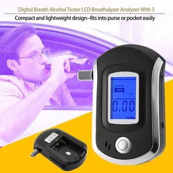 Profesionalus Skaitmeninės Kvėpavimas Alkoholio Testeriai Asmens su LCD Dispaly 5 Kandikliai Alkoholio Stovėjimo Breathalyser