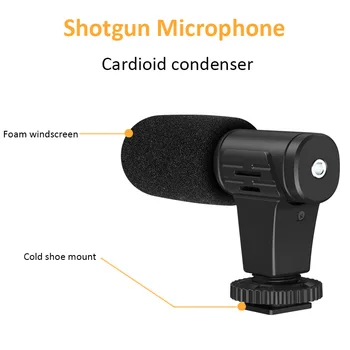 Profesionalus Studija Mikrofonas Telefono Kamera Vlog Vaizdo Įrašymo Kondensatoriaus Mikrofonas su Trikoju LED Šviesos Stalo Stovi