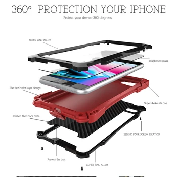 R-TIESIOG Metalo Case for iPhone 7 8 Plus X XR XS MAX Padengti Hibridas atsparus smūgiams Patikima Šarvai Atveju iPhone 7 8 11 Pro Max dangos