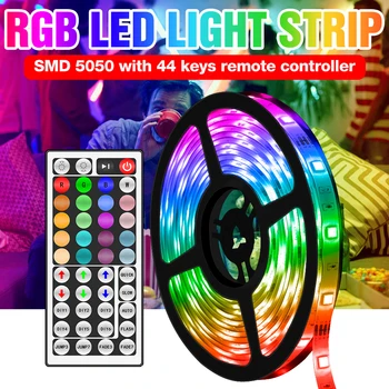 RGB 5050 Belaidžio Juostelės Šviesa LED Lanksti Lempa, Ryškesnis 5M DC12V Darbastalio Ekrano Apšvietimu Dekoro Juosta Kaspino JAV, ES, UK Plug Adapter