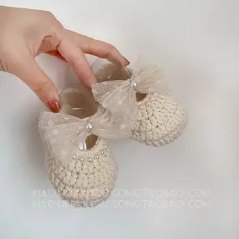 Rankų darbo nėriniais kūdikių bateliai, nėriniai akių lankas baby batai moteriška mielas princesė batai Šimtą Dienų pilnaties puotą gatavus produktus