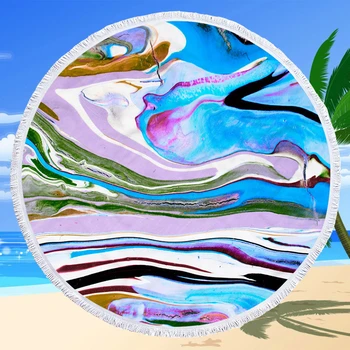 Raundas Paplūdimio Rankšluostį Mikropluošto Abstrakčiai Dreni Vonios Kambarys, Vonia Rankšluostį Vasaros Kelionių Plaukimo Vonia Rankšluostį Marmuro Tekstūros Smėlio Dangtis