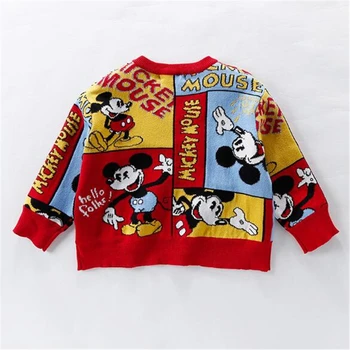 Rudenį, Žiemą Mickey Cartoon Vaikų Megztinis ilgomis Rankovėmis Apvalios Kaklo Megztiniai Megztinis Džemperis Mados Berniukas, Mergaitė Naujųjų Metų Drabužių
