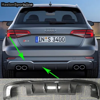 S3 Hečbekas Anglies Pluošto Galinis Bamperis Lūpų Difuzorius Audi S3 2017~2019 Galinis Lip Automobilių Stilius Auto Modifikuoti Priedai