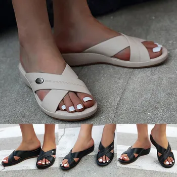 SAGACE Moterų minkštu padu atsitiktinis vasaros minkšto dugno didelio dydžio skiltelėmis šlepetės sagtis kryžiaus išorinis batai paplūdimio bateliai 2020 m.