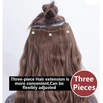 SHANGKE Naujai Atnaujintas Hibridinis Šilko Plaukų Pratęsimo Hairpiece 3Pcs/Set Sintetinių Ilgas Garbanotas Banguoti Aukštos Temperatūros Netikrą Plaukų