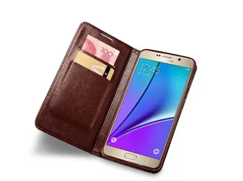 Samsung 5 Pastaba Atveju Oda Magnetinio Apversti Piniginės Case Cover For Samsung Galaxy Note5 5 Pastaba N920 N9200 Telefoną Su Kortele Coque