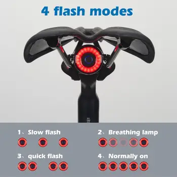 Sandėlyje Smart Dviračių Galinis Žibintas Auto Start/Stop Stabdžiai Jutikliai IPx6 Vandeniui USB Mokestis dviračių Uodega užpakalinis žibintas, Dviračio LED Šviesos