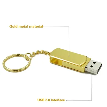Sidabro, aukso, Nerūdijančio Plieno, USB Flash Drive 8GB 16GB 32GB 64GB 128GB Pen Ratai Atminties Flash Kortelė Atminties Diską, USB atmintinę