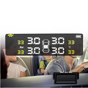 Smart Automobilių Vidaus TPMS Padangų Slėgio Stebėjimo Sistema Saulės Energijos Skaitmeninis LCD Ekranas Auto Saugumo Išorės