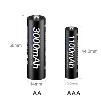 Smart akumuliatorių įkroviklis su LCD ekranu, skirtas AA/AAA baterijos+4pcs AAA 1100mah+4pcs AA 3000mah batteria baterija įkraunama baterija