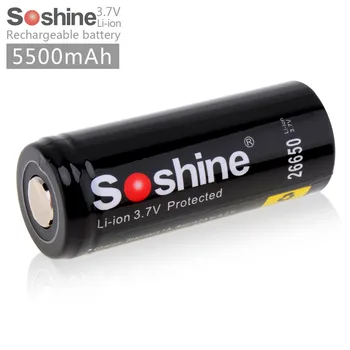 Soshine 3.7 V 5500mAh Didelės Talpos 26650 Li-ion Įkraunama Baterija su Saugomų PCB LED Žibintuvėlis / priekiniai Žibintai