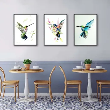 Spalvingas Abstrakčiai Hummingbird Skinti Nektaro Sienos Menas Drobė, Tapyba, Akvarelės Spaudinių Namų Dekoro Nuotraukos Kambarį