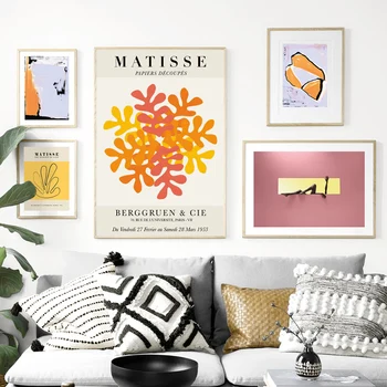 Spalvų Gėlių Lapai Matisse Levandų Abstrakčiai Sienos Menas Spausdinti Paveikslai Tapyba Šiaurės Plakatas Sienos Nuotraukas Gyvenimo Kambario Dekoro