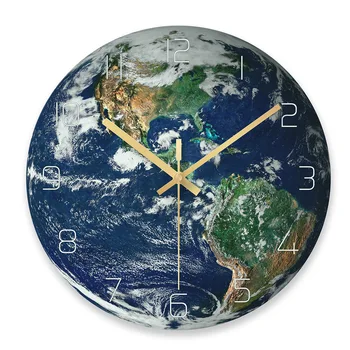 Stiklo Sieninis Laikrodis Kūrybinės Visatos Planetos Modelis Išjungti Kambarį Apdaila Sieninis Laikrodis
