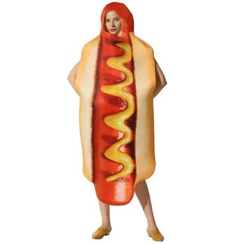 Suaugę Vaikai Juokinga 3D Spausdinimo Maisto Dešrelės Hot Dog Kostiumai Helovinas Vyrai Moterys One-Piece Anime Kostiumas Karnavalo Šalies Cosplay
